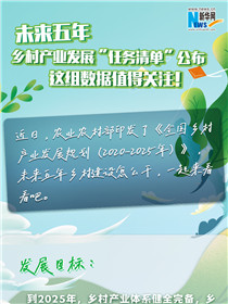 未來五年鄉(xiāng)村產(chǎn)業(yè)發(fā)展“任務(wù)清單”公布 這組數(shù)據(jù)值得關(guān)注！