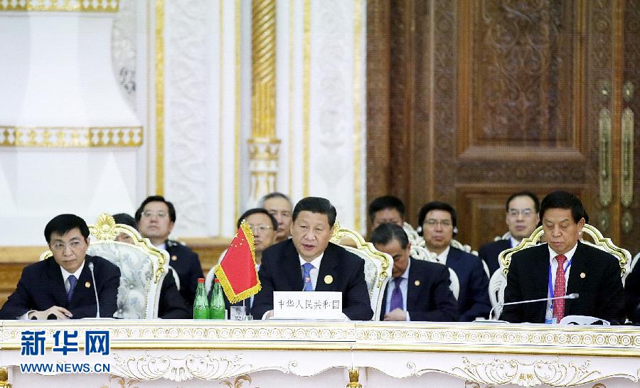 9月12日，上海合作組織成員國元首理事會第十四次會議在塔吉克斯坦首都杜尚別舉行。國家主席習近平出席會議并發(fā)表重要講話。新華社記者鞠鵬攝 